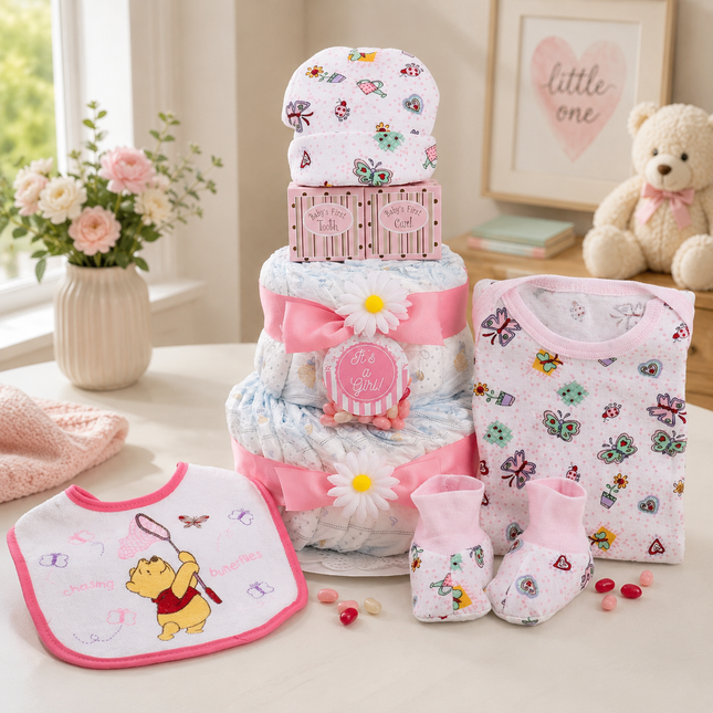 Sweet Baby Girl Diaper Cake Gift