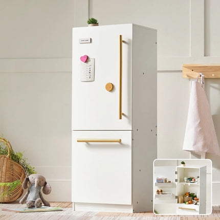 Tiny Land Play Kitchen Accessories - Play Kitchen Fridge: Wooden Cabinet Refrigerator for Kids