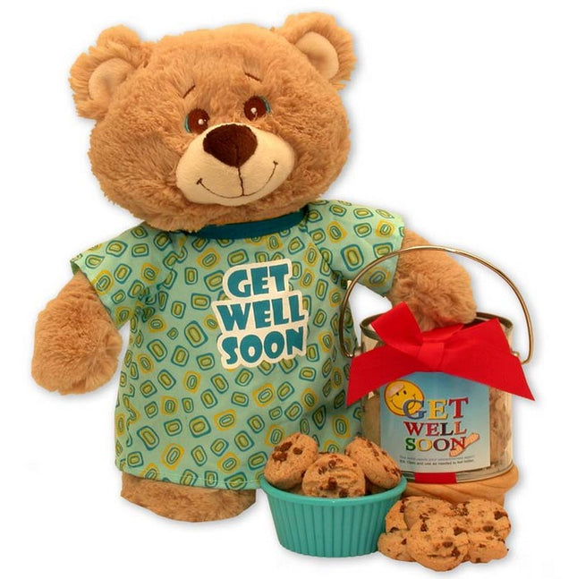 Get Well Soon Teddy Bear & Cookie Pail
