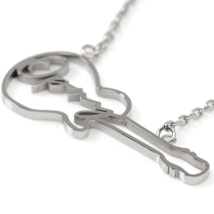 Grand Ole Opry Stainless Steel Silver Guitar Necklace