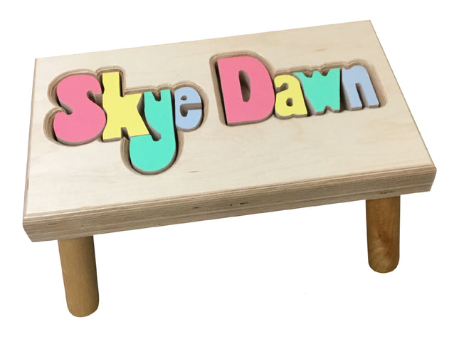 Personalized Maple Extra Long Double Name Stool