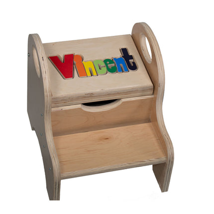 Personalized Maple Handle Double Name Stool