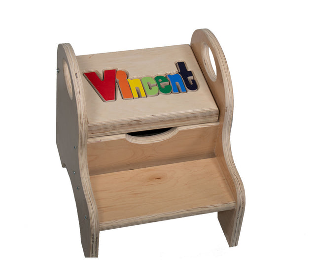 Personalized Maple Handle Double Name Stool