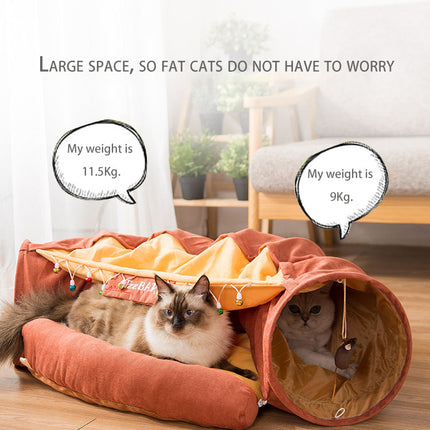 Collapsible Removable Cat Tunnel Tube With Cat Bed Set