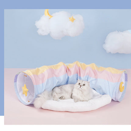 Collapsible Removable Cat Tunnel Tube With Cat Bed Set