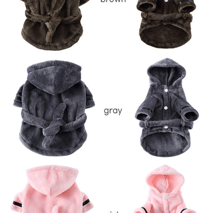 Luxury Soft Pet Dog Puppy Hooded Bathrobe
