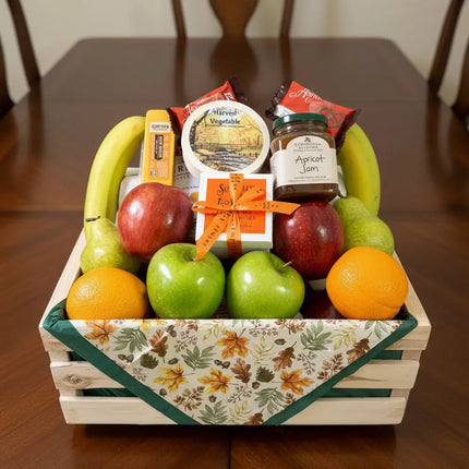 Bountiful Fresh Fruit & Gourmet Gift Basket in Rustic Wooden Crate