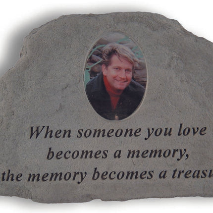 When someone with Photo Insert Memorial Stone