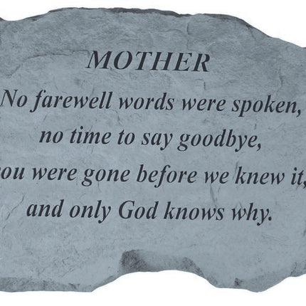 MOTHER No farewell words Memorial Stone