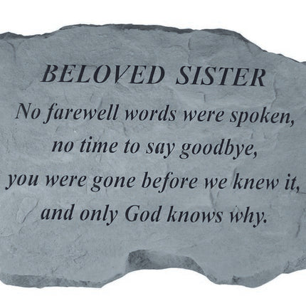 BELOVED SISTER No farewell words Memorial Stone