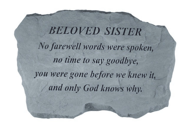 BELOVED SISTER No farewell words Memorial Stone