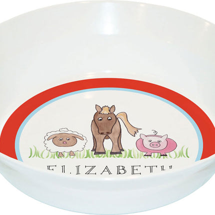 Personalized Childrens Down On The Farm Dining Bowl