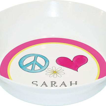 Personalized Childrens Peace Love Eat Dining Bowl