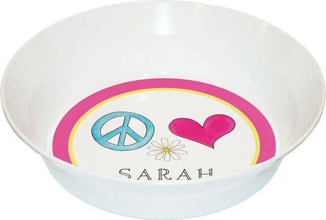 Personalized Childrens Peace Love Eat Dining Bowl