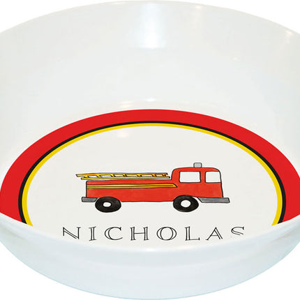 Personalized Childrens Firetruck Dining Bowl