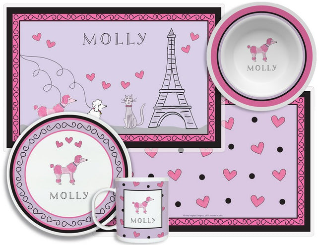 Personalized Childrens Poodles In Paris 4 Piece Table Set