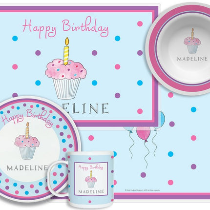 Personalized Childrens Birthday Cupcake 4 Piece Table Set
