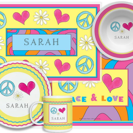 Personalized Childrens Peace Love Eat 4 Piece Table Set