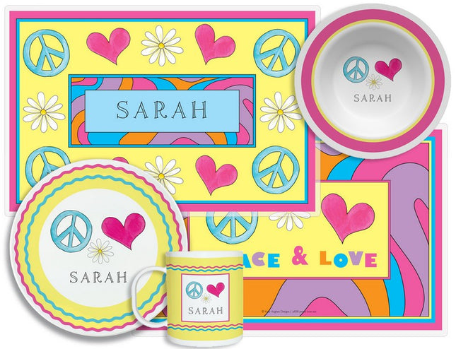 Personalized Childrens Peace Love Eat 4 Piece Table Set