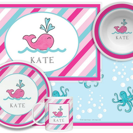 Personalized Childrens Preppy Whale 4 Piece Table Set