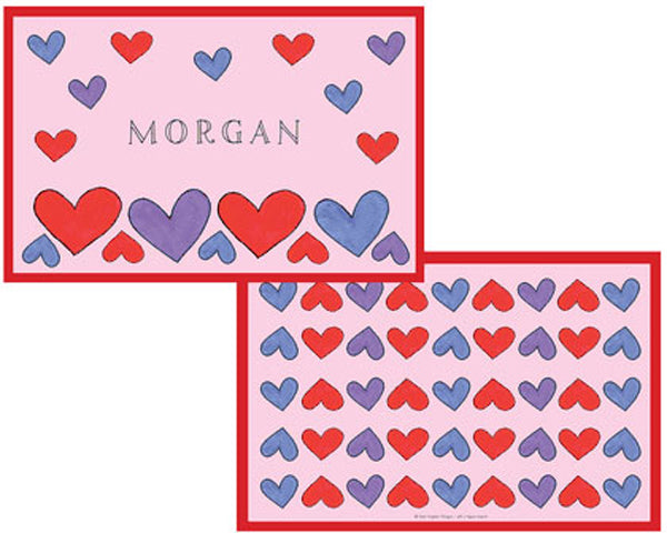 Personalized Childrens Happy Hearts Placemat