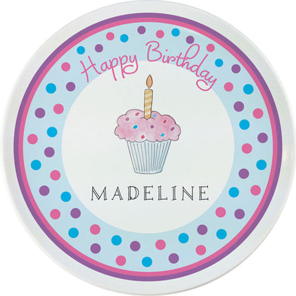 Personalized Childrens Birthday Cupcake Dining Plate