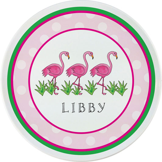 Personalized Childrens Flamingo Fun Dining Plate