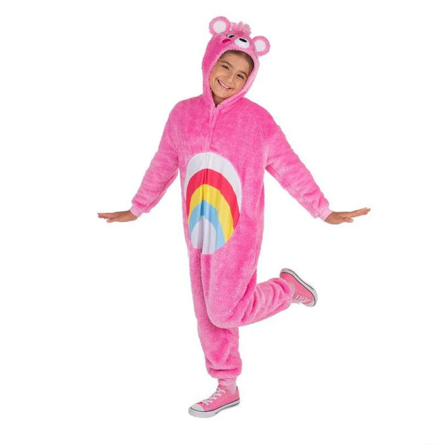 Kids Care Bears Cheer Bear Hooded Jumpsuit Costume