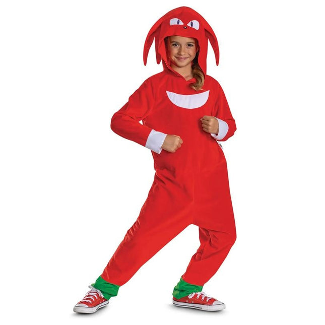 Kids Classic Sonic the Hedgehog Knuckles Hooded Jumpsuit Costume