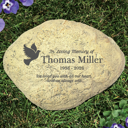 Engraved In Loving Memory Dove Garden Stone