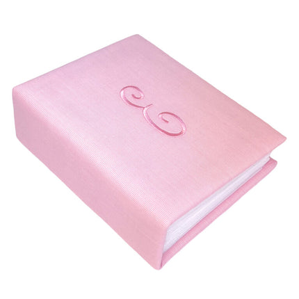 Personalized Small Hardbound Photo Album in Micro Striped Cotton