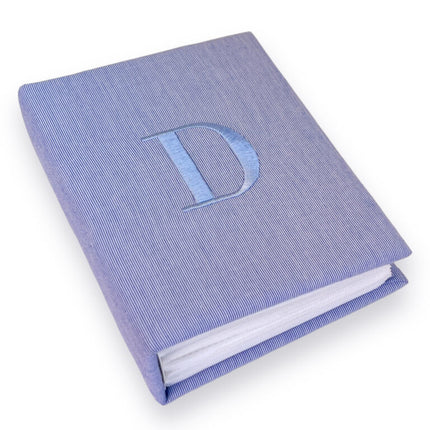 Personalized Small Hardbound Photo Album in Micro Striped Cotton