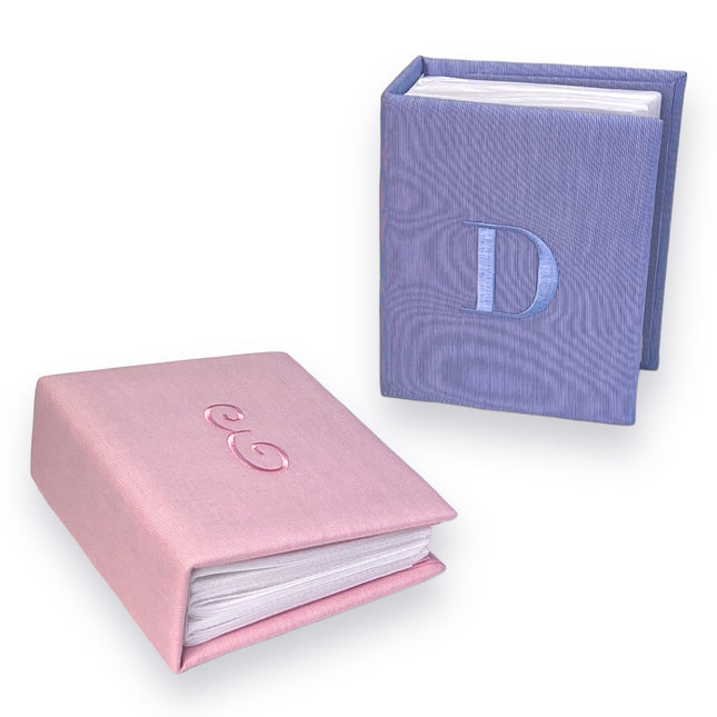 Personalized Small Hardbound Photo Album in Micro Striped Cotton