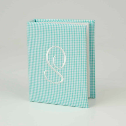 Personalized Small Hardbound Photo Album in Seersucker Check Cotton