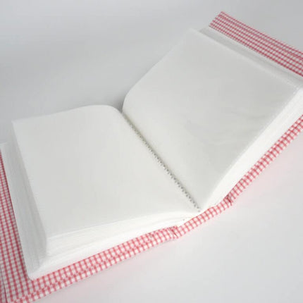 Personalized Small Hardbound Photo Album in Seersucker Check Cotton