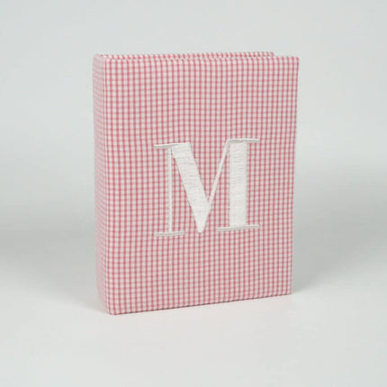Personalized Small Hardbound Photo Album in Seersucker Check Cotton