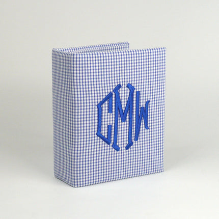 Personalized Small Hardbound Photo Album in Seersucker Check Cotton