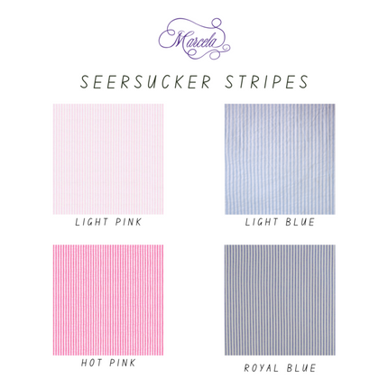 Personalized Small Hardbound Photo Album in Striped Seersucker Cotton