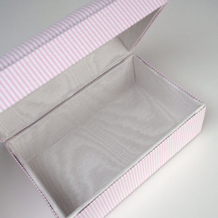 Personalized Small Baby Keepsake Box in Striped Seersucker Cotton