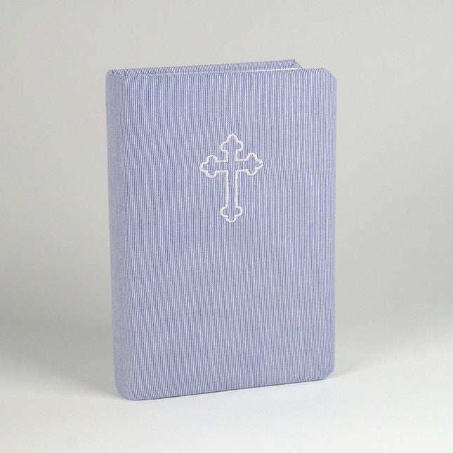 Personalized Classic Children's Bible In Micro Stripe Cotton With Cross