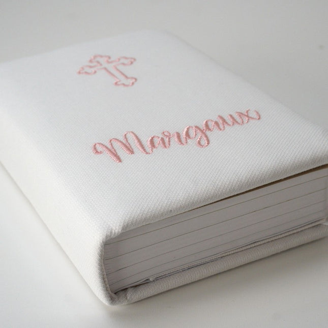 Personalized Classic Children’s Bible In White Pique Cotton With Cross