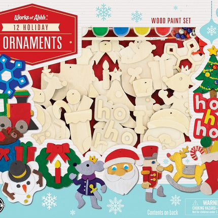 12 Holiday Ornaments Holiday Wood Paint Set