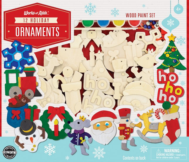 12 Holiday Ornaments Holiday Wood Paint Set