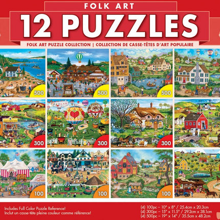 12 Pack Folk Art Puzzle Bundle