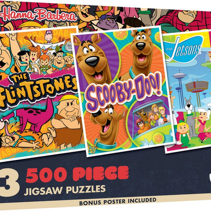 3 Pack Hanna-Barbera 500 Piece Puzzles