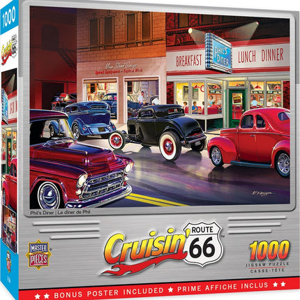 Cruisin' Rt 66 Phil's Diner 1000 Piece Puzzle