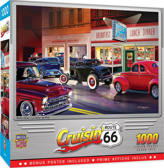 Cruisin' Rt 66 Phil's Diner 1000 Piece Puzzle
