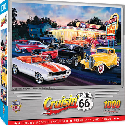 Cruisin' Rt 66 Dogs & Burgers 1000 Piece Puzzle
