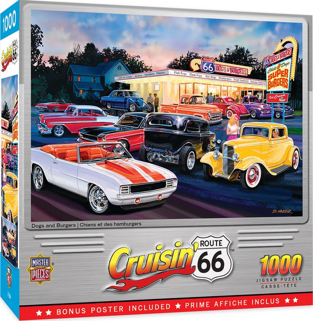 Cruisin' Rt 66 Dogs & Burgers 1000 Piece Puzzle