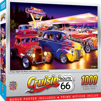 Cruisin' Rt 66 Friday Night Hot Rod's 1000 Piece Puzzle